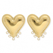 BY31® Stainless Steel - Rostfrei Stahl Schmuckzubehör Ohrringe / Ohrstecker Herz mit 5 Ösen Gold