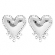 BY31® Stainless Steel - Rostfrei Stahl Schmuckzubehör Ohrringe / Ohrstecker Herz mit 5 Ösen Silver