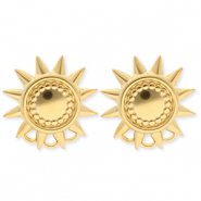 BY31® Stainless Steel - Rostfrei Stahl Schmuckzubehör Ohrringe / Ohrstecker Sonne mit 3 Ösen Gold