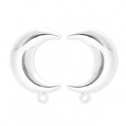 BY31® Stainless Steel - Rostfrei Stahl Schmuckzubehör Ohrringe / Ohrstecker Mond mit Öse Silver