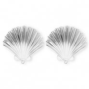 BY31® Stainless Steel - Rostfrei Stahl Schmuckzubehör Ohrringe / Ohrstecker Muschel mit Öse Silver