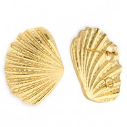 BY31® Stainless Steel - Rostfrei Stahl Schmuckzubehör Ohrringe / Ohrstecker Muschel mit Öse Gold