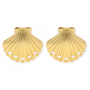 BY31® Stainless Steel - Rostfrei Stahl Schmuckzubehör Ohrringe / Ohrstecker Muschel mit 5 Ösen Gold
