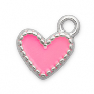 Stainless Steel - Rostfrei Stahl Anhänger Herz Silver-pink