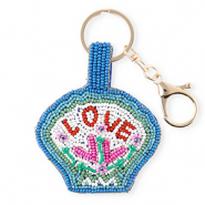 Schlüsselanhänger Muschel "LOVE" Gold-blue-green-white-red