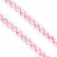 Glas Top Facett Perlen Bicone 6&nbsp;mm Candy pink-AB coating
