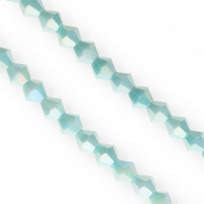 Glas Top Facett Perlen Bicone 6&nbsp;mm Aqua green-AB coating