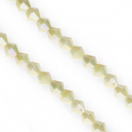 Glas Top Facett Perlen Bicone 6&nbsp;mm Lime-AB coating