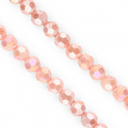 Top Glas Facett Perlen Rund 6 mm Salmon pink-AB coating
