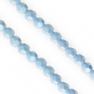 Top Glas Facett Perlen Rund 6 mm Blue-AB coating
