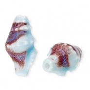 Perlen Keramik Wellhornschnecke Light blue-brown