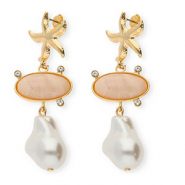 Trendy Ohrringe&nbsp;/&nbsp;Ohrstecker mit Rostfrei Stahl-Stecker Gold-beige-white