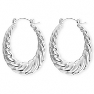 Statement Ohrringe / Creolen Verdreht mit Rostfrei Stahl-Stecker Silver