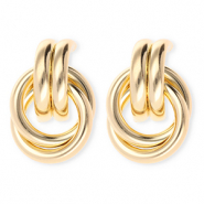 Statement Ohrringe / Ohrstecker Doppelring mit Rostfrei Stahl-Stecker Gold