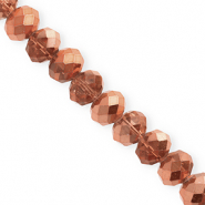 Top Glas Facett Perlen 12x9 mm Rondellen Rose gold-pearl shine coating