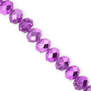 Top Glas Facett Perlen 12x9 mm Rondellen Purple-pearl shine coating