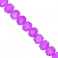 Top Glas Facett Perlen 12x9 mm Rondellen Grape purple