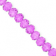 Top Glas Facett Perlen 12x9 mm Rondellen Purple