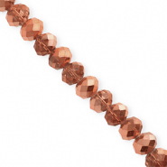 Top Glas Facett Perlen 8x6 mm Rondellen Rose gold-pearl shine coating