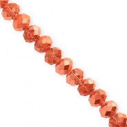 Top Glas Facett Perlen 8x6 mm Rondellen Coral orange-pearl shine coating