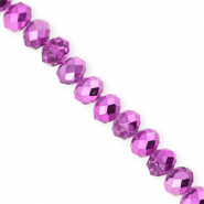 Top Glas Facett Perlen 8x6 mm Rondellen Orchid purple-pearl shine coating