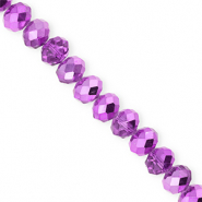 Top Glas Facett Perlen 8x6 mm Rondellen Purple-pearl shine coating