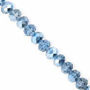 Top Glas Facett Perlen 8x6 mm Rondellen Blue-pearl shine coating