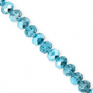 Top Glas Facett Perlen 8x6 mm Rondellen Teal blue-pearl shine coating