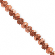 Top Glas Facett Perlen 6x5 mm Rondellen Rose gold-pearl shine coating