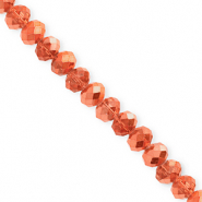 Top Glas Facett Perlen 6x5 mm Rondellen Coral orange-pearl shine coating