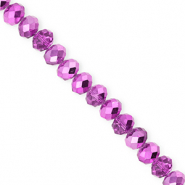 Top Glas Facett Perlen 6x5 mm Rondellen Orchid purple-pearl shine coating