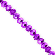 Top Glas Facett Perlen 6x5 mm Rondellen Dark purple-pearl shine coating