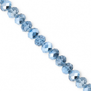 Top Glas Facett Perlen 6x5 mm Rondellen Blue-pearl shine coating