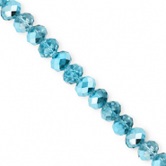 Top Glas Facett Perlen 6x5 mm Rondellen Teal blue-pearl shine coating