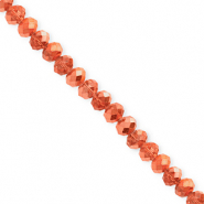 Top Glas Facett Perlen 4x3 mm Rondellen Coral orange-pearl shine coating