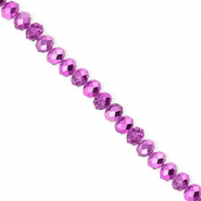 Top Glas Facett Perlen 4x3 mm Rondellen Orchid purple-pearl shine coating
