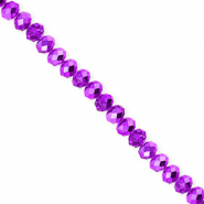 Top Glas Facett Perlen 4x3 mm Rondellen Dark purple-pearl shine coating