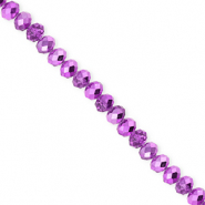 Top Glas Facett Perlen 4x3 mm Rondellen Purple-pearl shine coating