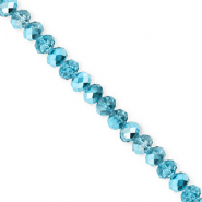 Top Glas Facett Perlen 4x3 mm Rondellen Teal blue-pearl shine coating