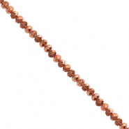 Top Glas Facett Perlen 3x2 mm Rondellen Rose gold-pearl shine coating