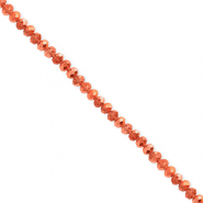 Top Glas Facett Perlen 3x2 mm Rondellen Coral orange-pearl shine coating