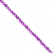 Top Glas Facett Perlen 3x2 mm Rondellen Purple-pearl shine coating