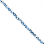 Top Glas Facett Perlen 3x2 mm Rondellen Blue-pearl shine coating