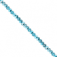 Top Glas Facett Perlen 3x2 mm Rondellen Teal blue-pearl shine coating