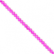 Top Glas Facett Perlen 3x2 mm Rondellen Fuchsia pink