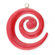 Stainless Steel - Rostfrei Stahl Anh&auml;nger Spirale Gold-red marble