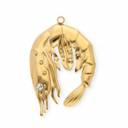 Stainless Steel - Rostfrei Stahl Anh&auml;nger Garnele Gold