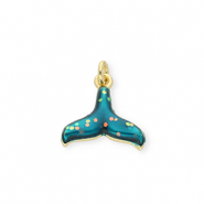 Brass TQ Metall Anhänger Schwanz Gold-teal blue