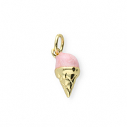 Brass TQ Metall Anhänger Eistüte Gold-light pink