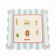 BY31® Eco-brass (nachaltiges Messing) Anhänger Vorteilspackung (6 Stück) Gold-olive green-light pink-red